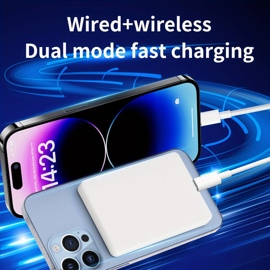 Magnetic Wireless Power Bank, 5000mAh Portable Power bank, Ultra-thin Wireless Portable Charger, Strong Magnetism, Portable Lanyard Design, Surface Feel oil process, Suitable for iPhone15/14/13/12 series
