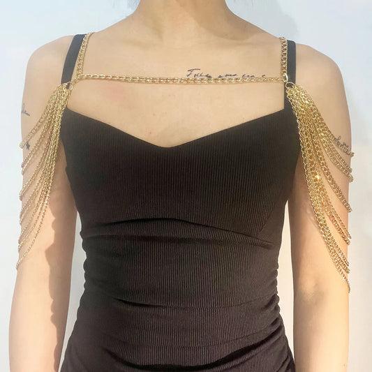 sexy body jewelry For Women Fashion Metal Aluminum Shoulder Chain Bras Dress Accessories Festive Gift