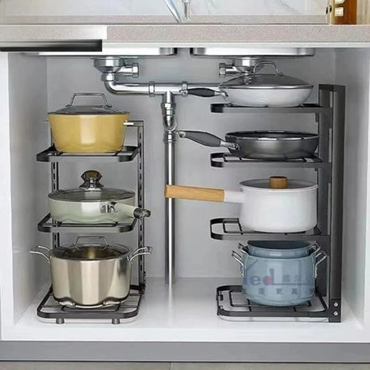 Kitchen Carbon Steel Ra Sink Pot Holder Multi-layer Storage Home Cabinet Set Utensil Holder Organizer Multi-piece Set