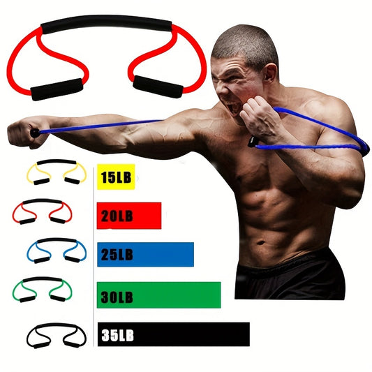 8-Shaped Boxing Tension Belt: Get Fit With Rubber Resistance Band For Men & Women's Outdoor Gym, Karate, Boxing, Yoga & Pilates Training!
