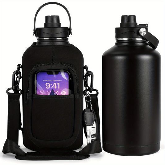 1pc 1 892.7ml/64oz Insulated Water Bottle, Large Capacity Stainless Steel Water Bottle With Sleeve, Suitable For Outdoor Activities, Travel, Fitness, Sports Training