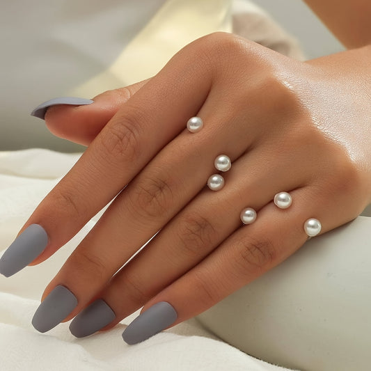 3pcs/Set Baroque Faux Pearl Rings Elegant Finger Rings Suitable For Women Daily Dating Party Wear