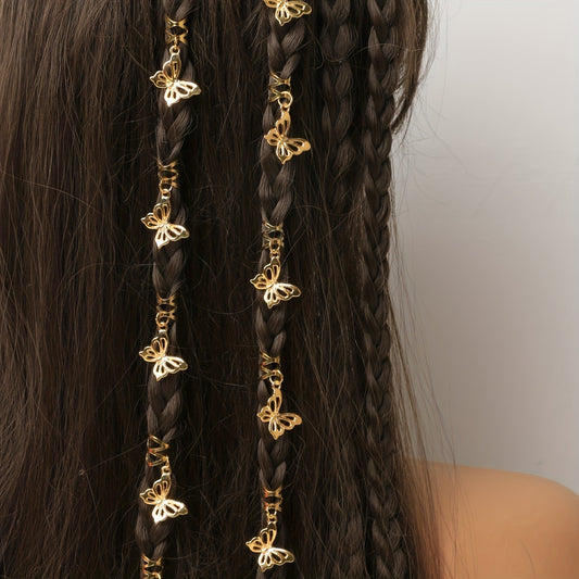 10pcs Vintage Butterfly Dreadlock Hair Rings - Hair Care Hair Accessories for Women - Stylish Braid Hair Tubes with Retro Charm