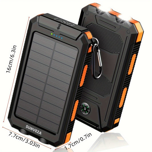 Sunveza Solar Power Bank, 36800mAh Portable Charger With Dual QC 3.0 And 5V3.1A USB Fast Charging, Built-in Flashlight, For All Phones Devices (Orange)-YMcheng