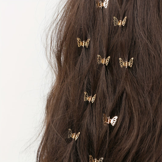 10-Pack Boho Butterfly Hair Beads - Metal Dreadlock and Braid Rings - Perfect for Festivals and Daily Wear