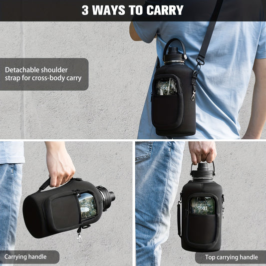 1pc 1 892.7ml/64oz Insulated Water Bottle, Large Capacity Stainless Steel Water Bottle With Sleeve, Suitable For Outdoor Activities, Travel, Fitness, Sports Training