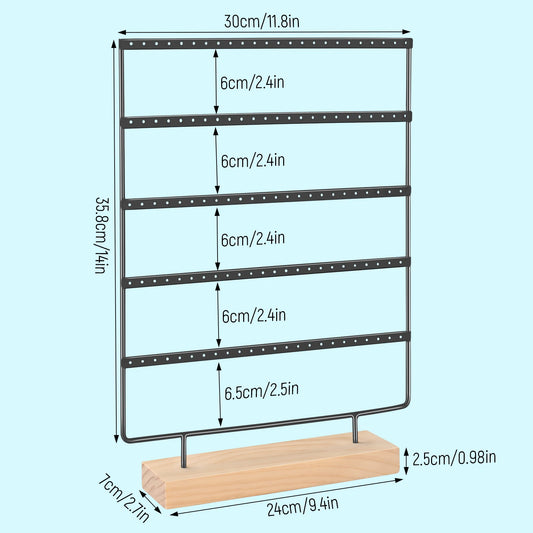 Earring Holder Organizer Stand Display for Vendors 5 Layers Earring Rack for 60 Pairs of Earrings Black Color