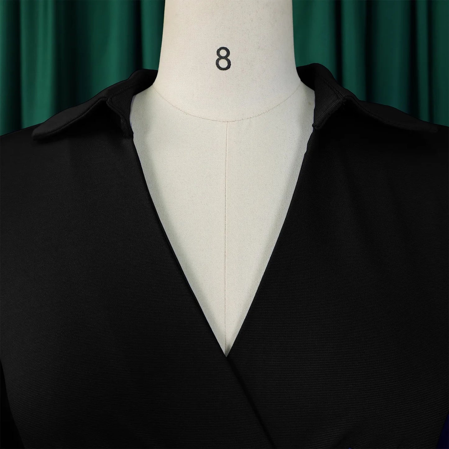 Fashion Office Dresses for Women Turn Down Collar V Neck Belt Waisted Pleated Mid Calf Elegant African Business Work Dress Cloth