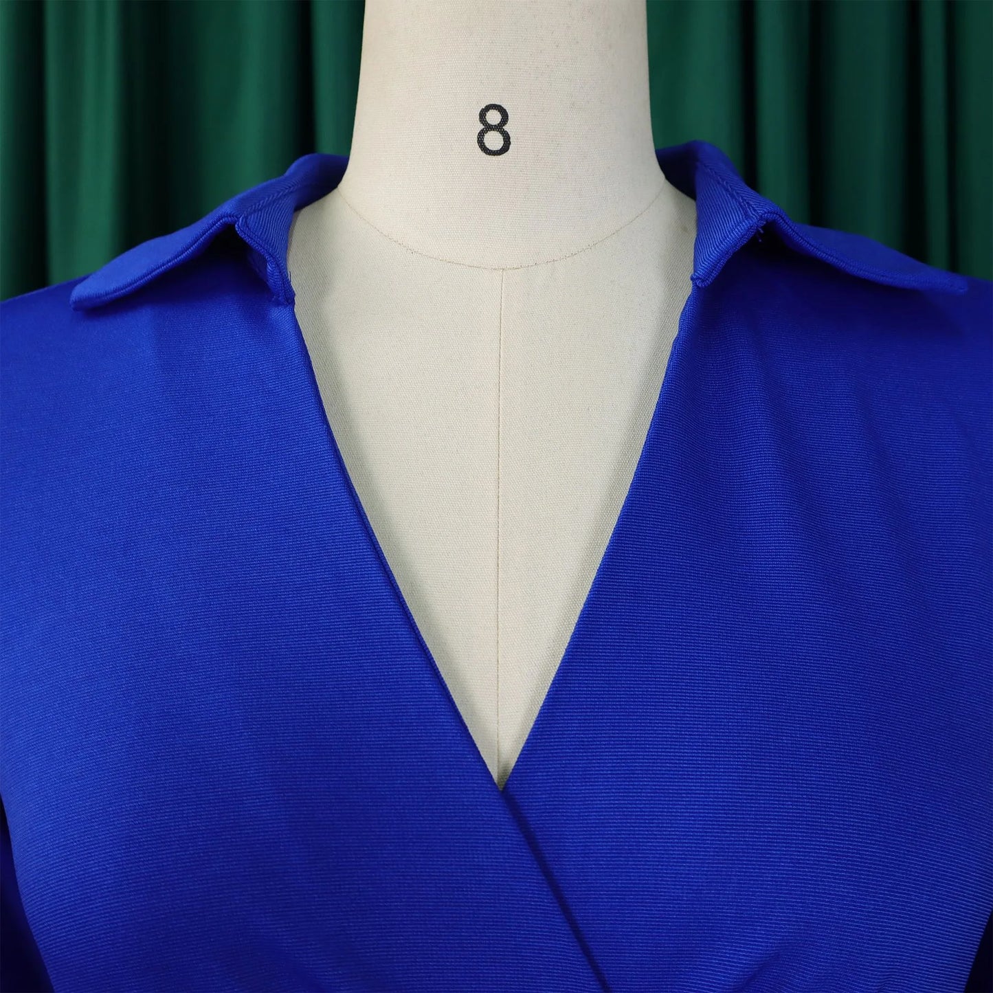 Fashion Office Dresses for Women Turn Down Collar V Neck Belt Waisted Pleated Mid Calf Elegant African Business Work Dress Cloth