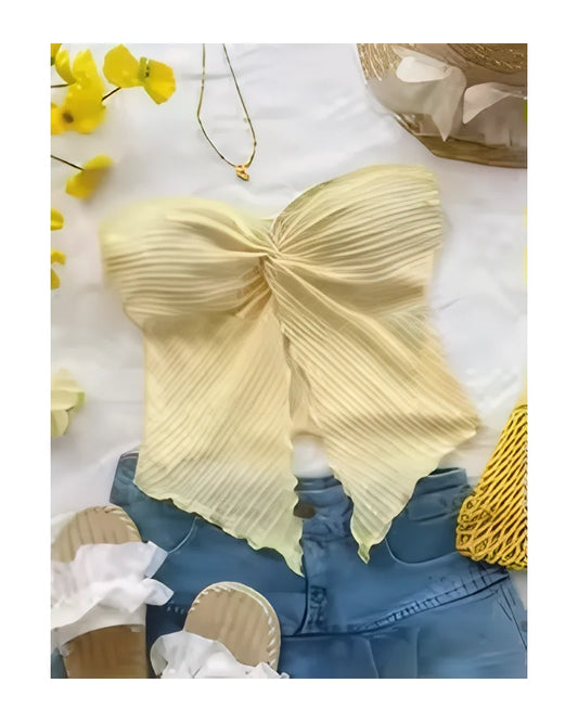 European and American women's clothing cross-border fashion sexy pleated twisting chest wipe backwear