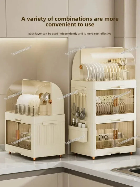 Kitchen Bowl Rack, Tableware Storage Box, Household with Lid, Tableware, Bowl Box, Dish Drain Rack, Plastic Cupboard