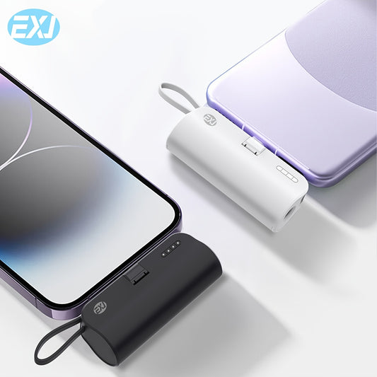 EXJ 5000mAh Portable Power Bank with Built-in Lighting Lamp, Compact & Lightweight Design, Fast USB Charging for iPhone 15/15 Plus/15 Pro/15 Pro Max/iPad Pro & Samsung Android, Pocket-Sized Backup Battery, Portable Charger