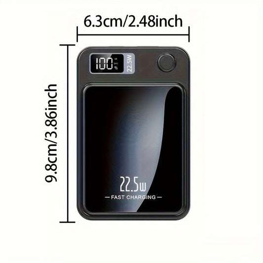 5000mAh High-Capacity Magnetic Wireless Power Bank - Fast Charging Portable Charger with LED Digital Display, Compact Design, and Long-Lasting Battery Life for Outdoor Travel, Emergency Backup, and Daily Use