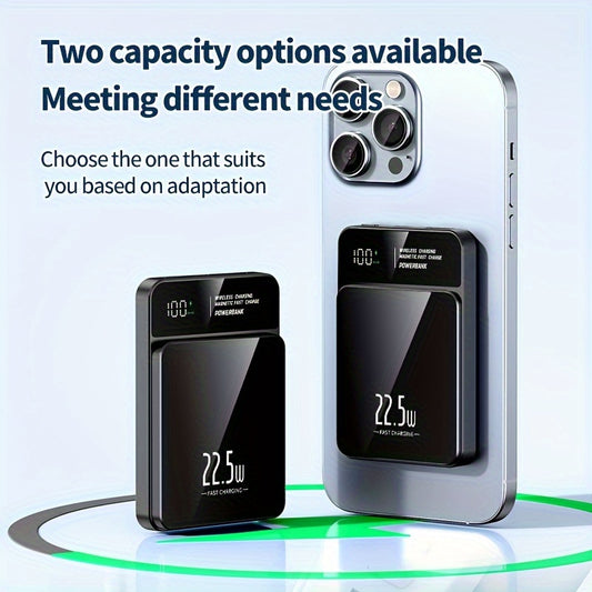 Magnetic Wireless Power Bank 5000/10000mAh, 22.5W Super Fast Charging, PD20W USB-C Portable Charger, LED Display, Universal Compatibility for iPhone 15 Pro Max/14pro/13/12 & Android, USB/Type-C Dual Interface, Rechargeable Li